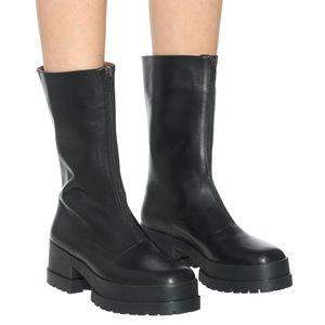 CLERGERIE Wallie Leather Mid-Calf Zipper Boots in Black Size FR 40 / US 9.5